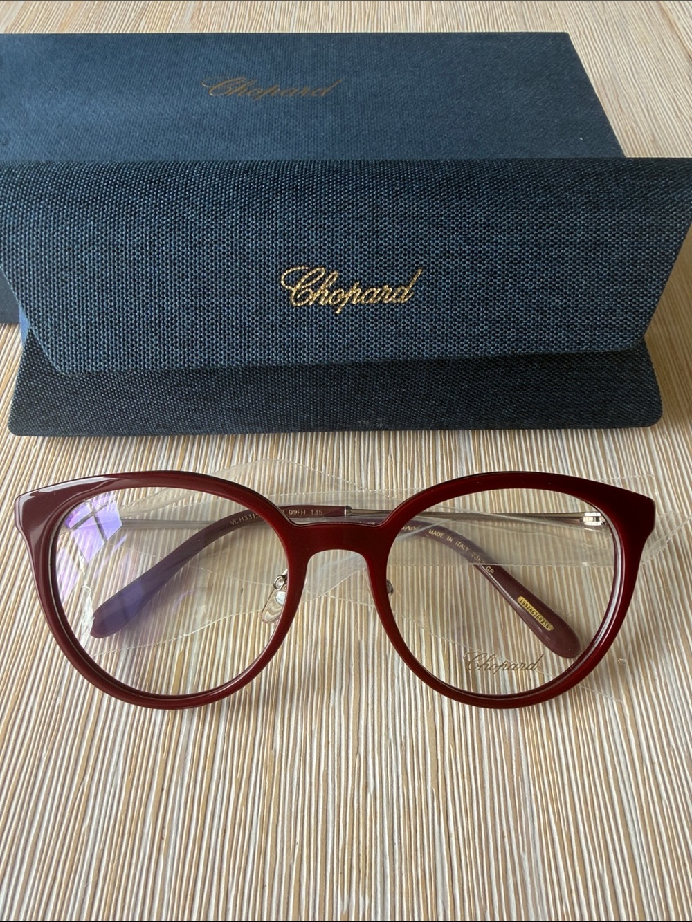 🦋 🩷NIB Chopard Luxury Happy Hearts Collection Burgundy Cat eye Glasses 🩷 🦋